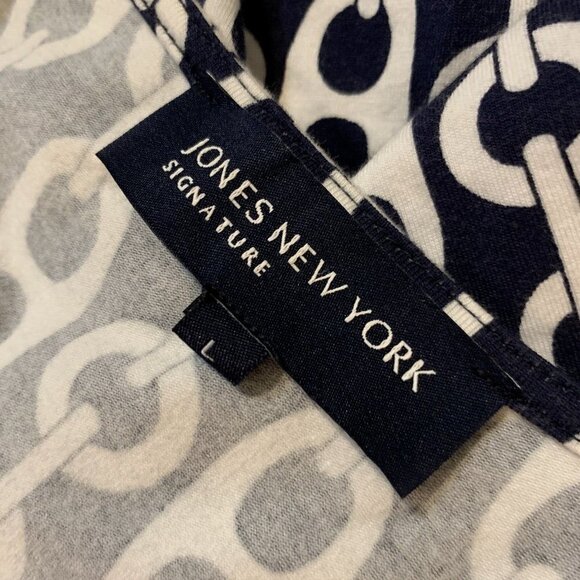 JONES NEW YORK. Sz Large. Draped Cotton Pullover. 3/4 Sleeve. Stretch. B72. - Picture 5 of 5
